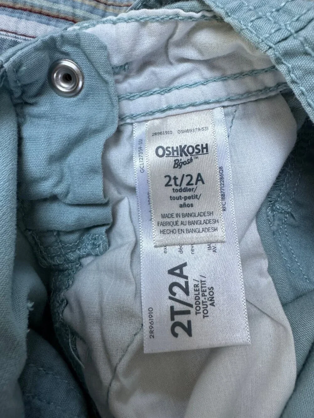 OSHKOSH B’gosh Toddler overalls, Size: 2T, Light blue w/floral lining
